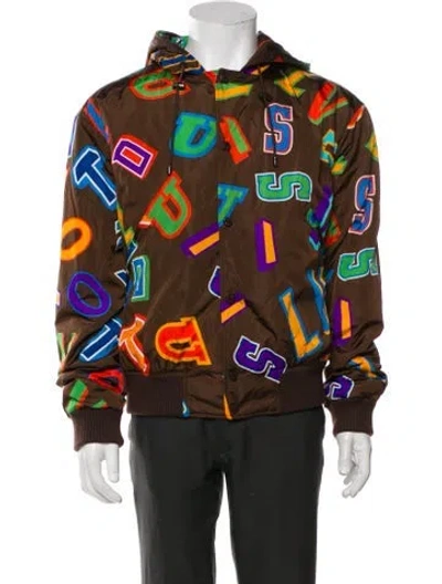 Pre-owned Louis Vuitton X Nba 2021 Graphic Print Windbreaker In Brown
