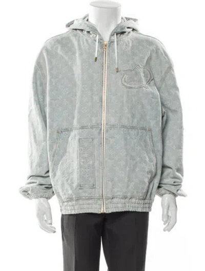 Pre-owned Louis Vuitton X Nba 2021 Lv Monogram Denim Jacket W/ Tags In Blue