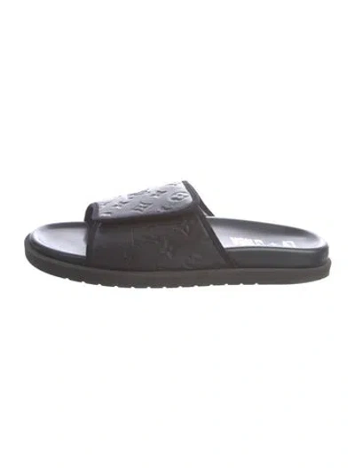 Pre-owned Louis Vuitton X Nba 2021 Lv Monogram Slides In Black