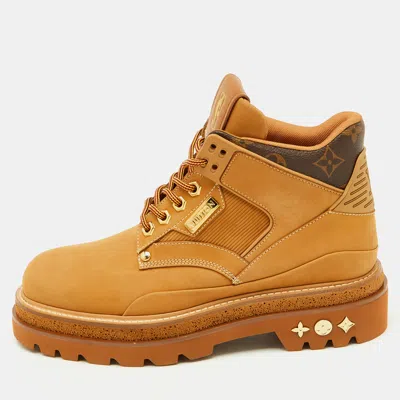 Pre-owned Louis Vuitton X Nba Beige Nubuck Leather Hiking Boots Size 40 In Sand