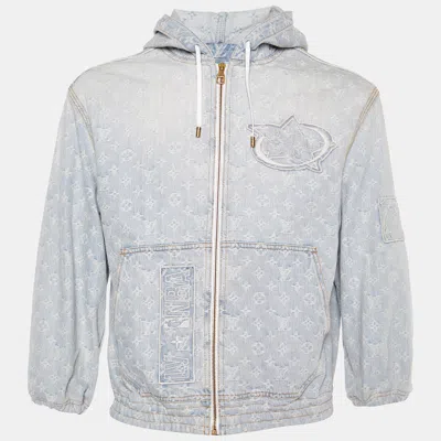 Pre-owned Louis Vuitton X Nba Blue Monogram Denim Hooded Jacket Xs