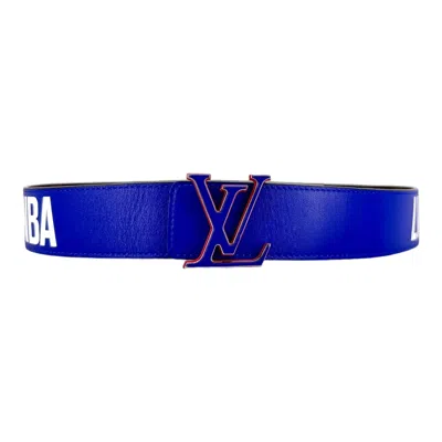 Pre-owned Louis Vuitton X Nba Lv 3 Steps 40mm Reversible Belt Monogram In Blue