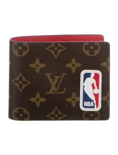 Pre-owned Louis Vuitton X Nba Lv Monogram Leather Bifold Wallet In Brown