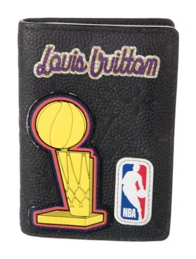 Pre-owned Louis Vuitton X Nba Lv Monogram Leather Wallet In Black