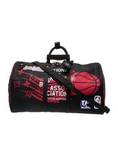 Pre-owned Louis Vuitton X Nba Lv Monogram Louis Vuitton Keepall Bandouliere 55 In Black