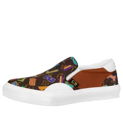 Pre-owned Louis Vuitton X Nba Ollie Slip-on Shoes 'brown' In Multi