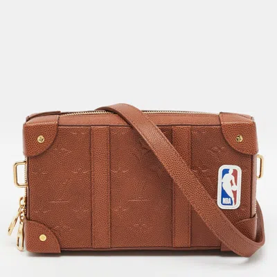 Pre-owned Louis Vuitton X Nba Soft Trunk Brown Monogram Ball Grain Leather Wallet