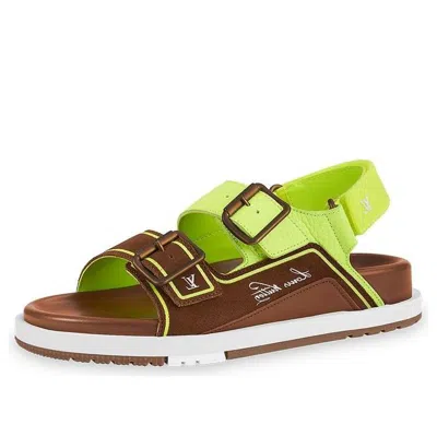Pre-owned Louis Vuitton X Nba Trainer Sandals 'brown Neon Green'