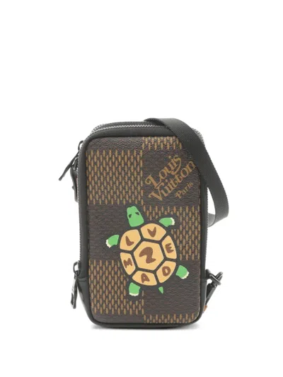 Pre-owned Louis Vuitton X Nigo 2020 Damier Ebène Phone Pouch