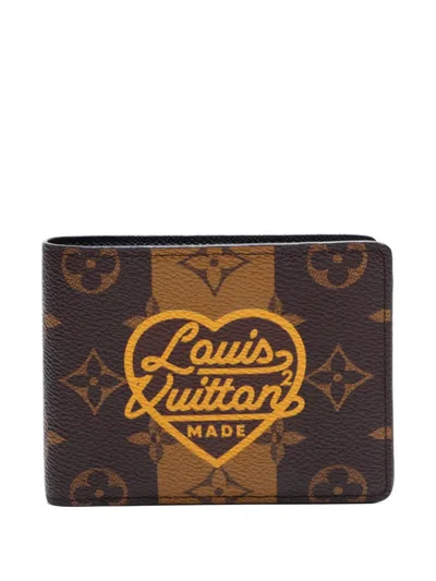 Pre-owned Louis Vuitton X Nigo 2021-2025 Monogram Stripe Wallet In Brown