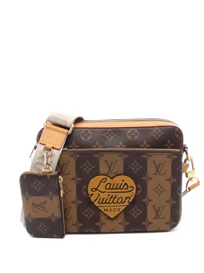 Pre-owned Louis Vuitton X Nigo 2021 Monogram Stripe Messenger Bag In Brown