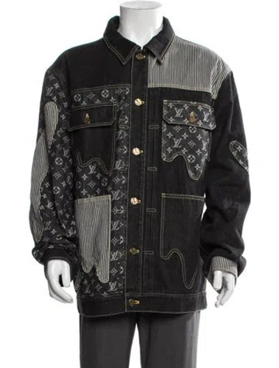 Pre-owned Louis Vuitton X Nigo 2022 Crazy Denim Workwear Denim Jacket In Black