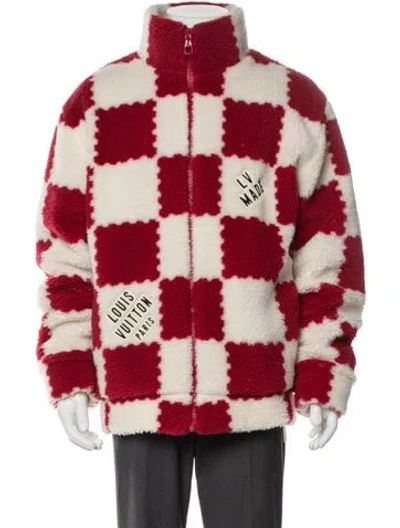 Pre-owned Louis Vuitton X Nigo 2022 Monogram Fleece Puffer Coat In Red