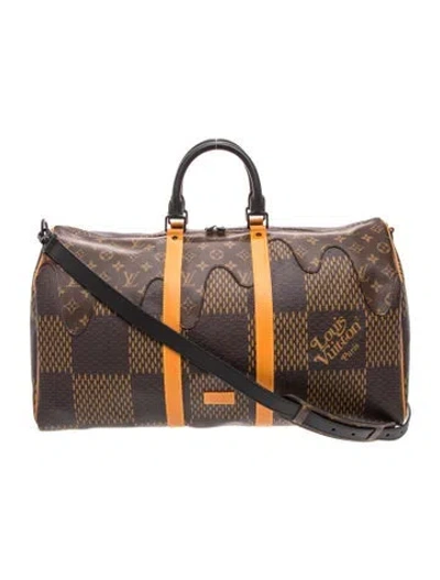 Pre-owned Louis Vuitton X Nigo Damier Ebene Louis Vuitton Keepall Bandouliere 50 In Brown