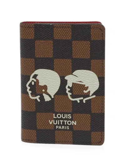Pre-owned Louis Vuitton X Nigo Damier Phriendship Ebene Pocket Organiser In Brown