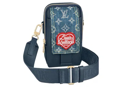 Pre-owned Louis Vuitton X Nigo Flap Double Phone Pouch Monogram In Blue