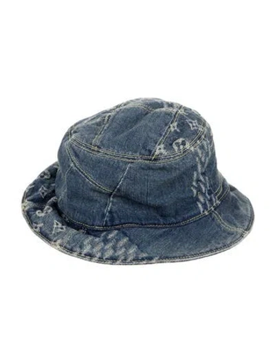 Pre-owned Louis Vuitton X Nigo Giant Wave Monogram Denim Bucket In Blue