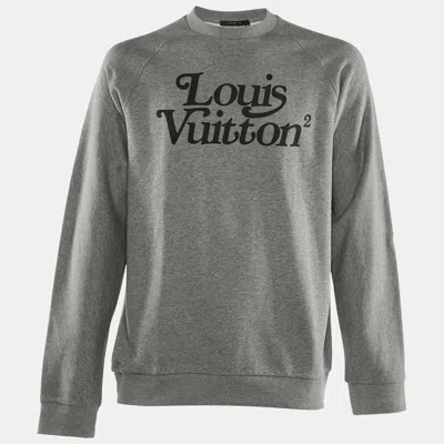 Pre-owned Louis Vuitton X Nigo Grey Logo Print Cotton Sweatshirt L