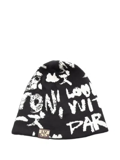 Pre-owned Louis Vuitton X Nigo Lv Fit Scribble Reversible Beanie Hat In Black