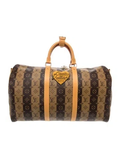 Pre-owned Louis Vuitton X Nigo Lv Monogram Louis Vuitton Keepall Bandouliere 50 In Brown