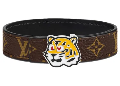 Pre-owned Louis Vuitton X Nigo Lv Tiger 14mm Reversible Bracelet In Brown