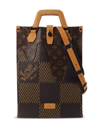 Pre-owned Louis Vuitton X Nigo Mini Damier Ebène Canvas Tote Bag In Brown