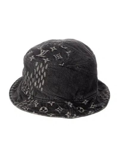 Pre-owned Louis Vuitton X Nigo Monogram Denim Bucket Hat In Gray