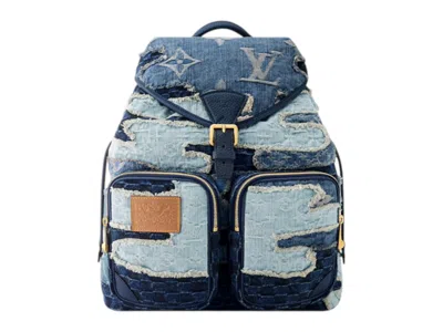 Pre-owned Louis Vuitton X Nigo Montsouris Cargo Backpack Denim In Blue