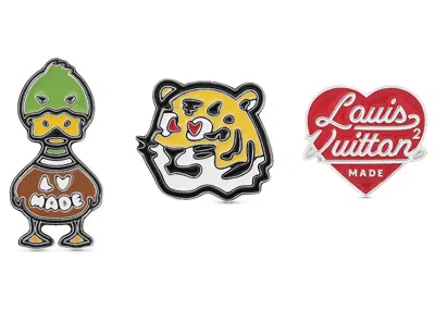 Pre-owned Louis Vuitton X Nigo Pins Set Of 3 In Silver