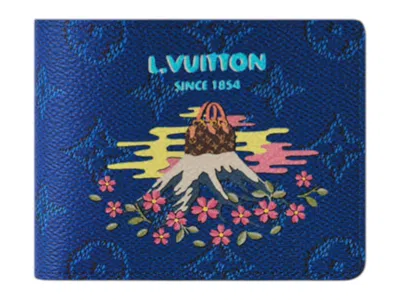 Pre-owned Louis Vuitton X Nigo Slender Wallet In Blue