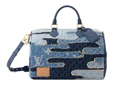 Pre-owned Louis Vuitton X Nigo Speedy 40 Bandouliere In Blue Denim