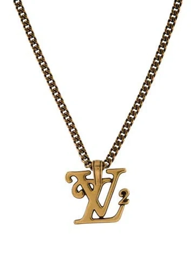Pre-owned Louis Vuitton X Nigo Squared Logo Pendant Necklace, 24.25" In Multi