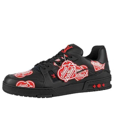Pre-owned Louis Vuitton X Nigo Trainers 'black With Red Logo Hearts'