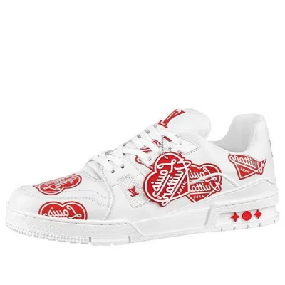 Pre-owned Louis Vuitton X Nigo Trainers 'white With Red Logo Hearts'