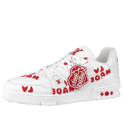 Pre-owned Louis Vuitton X Nigo Trainers 'white With Red Lv Made'