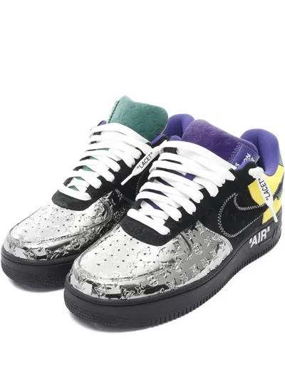 Pre-owned Louis Vuitton X Nike Air Force1 Monogram Miroir Sneakers In Silver