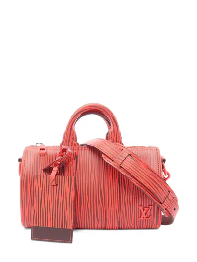 Pre-owned Louis Vuitton X Park Seo-bo Keepall Bandouliere 25 Handbag In Red