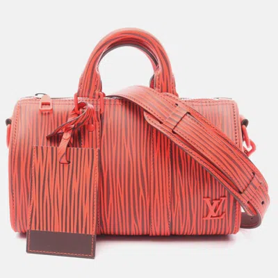 Pre-owned Louis Vuitton X Park Seo-bo Keepall Bandouliere 25 Xl Handbag Epi Red