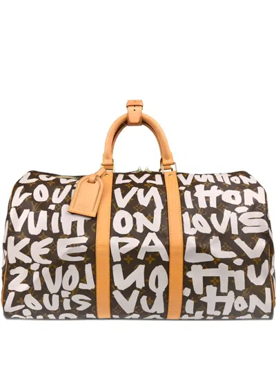 Pre-owned Louis Vuitton X Stephen Sprouse 2001 Graffiti Keepall 50 Travel Bag In Neutral