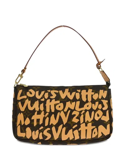 Pre-owned Louis Vuitton X Stephen Sprouse 2001 Graffiti Pochette Accessoires Shoulder Bag In Brown