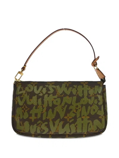 Pre-owned Louis Vuitton X Stephen Sprouse 2001 Graffiti Pochette Accessoires Shoulder Bag In Brown
