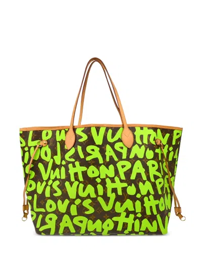 Pre-owned Louis Vuitton X Stephen Sprouse 2009 Neverfull Gm Tote Bag In Green