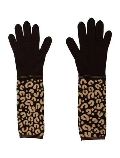 Pre-owned Louis Vuitton X Stephen Sprouse Cashmere-blend Leopard Gloves In Brown