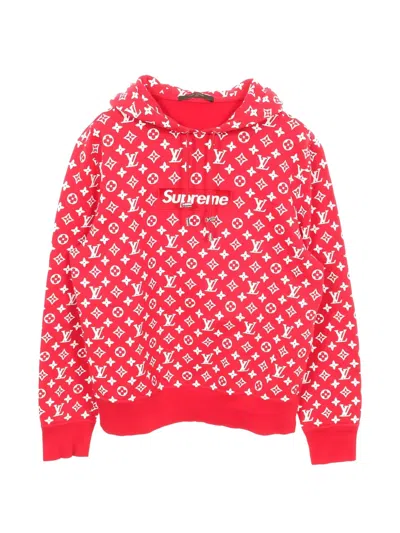 Pre-owned Louis Vuitton X Supreme 2000s Box Logo Cotton Pullover Hoodie In Red