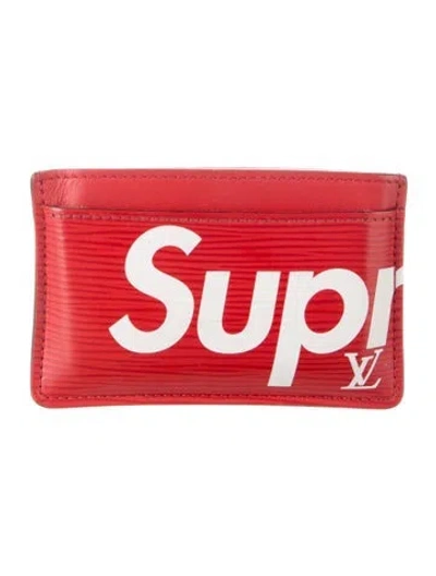 Pre-owned Louis Vuitton X Supreme 2016 Leather Card Holder In Multi