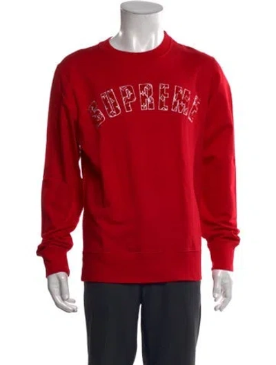 Pre-owned Louis Vuitton X Supreme 2017 Lv Monogram Pullover In Red