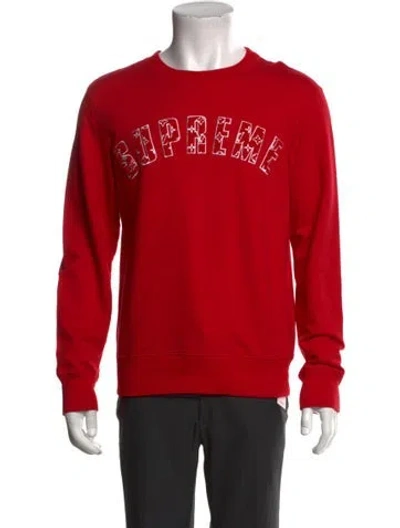 Pre-owned Louis Vuitton X Supreme 2017 Lv Monogram Pullover In Red