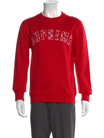 Pre-owned Louis Vuitton X Supreme 2017 Lv Monogram Sweatshirt In Red