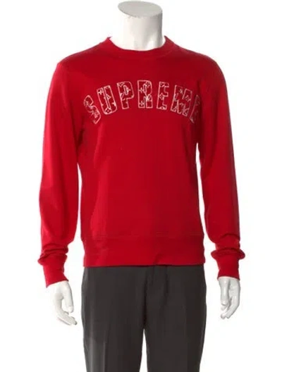 Pre-owned Louis Vuitton X Supreme 2017 Lv Monogram Sweatshirt In Red
