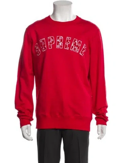 Pre-owned Louis Vuitton X Supreme 2017 Lv Monogram Sweatshirt W/ Tags In Red